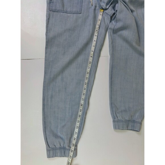 Ann Taylor LOFT Linen & Lyocell Drawstring Pants Cuffed Joggers Chambray Blue S - Picture 5 of 10